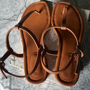 J. Crew Tan Leather Thong Sandals